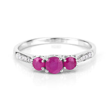 将图片加载到图库查看器,0.61 Carat Genuine Ruby and White Diamond 14K White Gold Ring