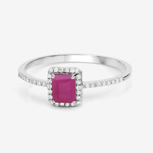 Load image into Gallery viewer, 0.58 Carat Genuine Ruby and White Diamond 14K White Gold Ring