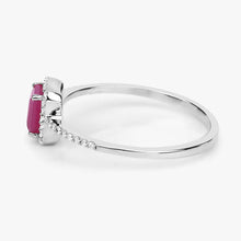 Load image into Gallery viewer, 0.58 Carat Genuine Ruby and White Diamond 14K White Gold Ring