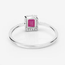 Load image into Gallery viewer, 0.58 Carat Genuine Ruby and White Diamond 14K White Gold Ring