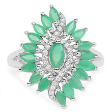 Load image into Gallery viewer, 1.63 Carat Genuine Emerald and White Zircon .925 Sterling Silver Ring