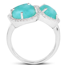 将图片加载到图库查看器,5.30 Carat Genuine Amazonite And White Topaz .925 Sterling Silver Ring