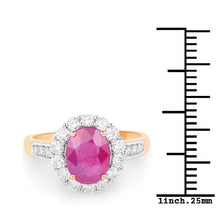Load image into Gallery viewer, 2.84 Carat Genuine Burma Ruby and White Diamond 18K Yellow Gold Ring