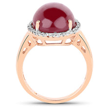 Load image into Gallery viewer, 14K Rose Gold Plated 16.69 Carat Genuine Glass Filled Ruby and White Topaz .925 Sterling Silver Ring