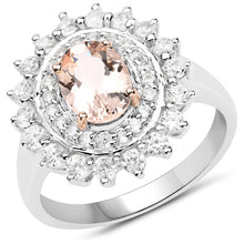 Load image into Gallery viewer, Two Tone Plated 2.30 Carat Genuine Pink Morganite and White Zircon .925 Sterling Silver Ring