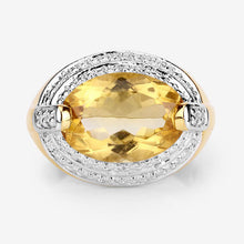 Load image into Gallery viewer, 4.56 Carat Genuine Citrine and White Diamond .925 Sterling Silver Ring