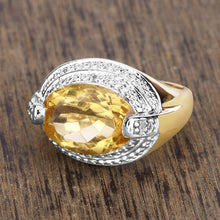 Load image into Gallery viewer, 4.56 Carat Genuine Citrine and White Diamond .925 Sterling Silver Ring