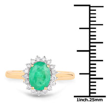 Load image into Gallery viewer, 1.39 Carat Genuine Zambian Emerald and White Diamond 10K Yellow Gold Ring