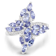 Load image into Gallery viewer, 1.73 Carat Genuine Tanzanite and White Zircon .925 Sterling Silver Ring