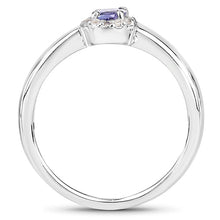 Load image into Gallery viewer, 0.54 Carat Genuine Tanzanite and White Zircon .925 Sterling Silver Ring