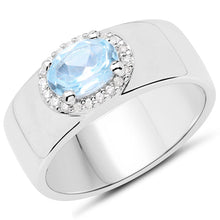 Load image into Gallery viewer, 1.07 Carat Genuine Blue Topaz and White Topaz .925 Sterling Silver Ring
