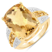 将图片加载到图库查看器,8.44 Carat Genuine Citrine and White Topaz .925 Sterling Silver Ring