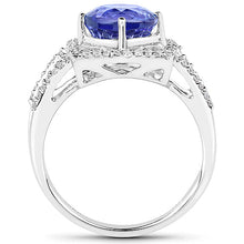Load image into Gallery viewer, 14K White Gold 3.26 Carat Genuine Tanzanite and White Diamond Ring