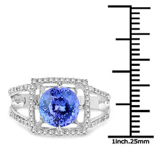 Load image into Gallery viewer, 14K White Gold 3.26 Carat Genuine Tanzanite and White Diamond Ring