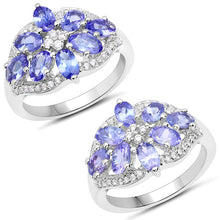 Load image into Gallery viewer, 2.27 Carat Genuine Tanzanite and White Zircon .925 Sterling Silver Ring