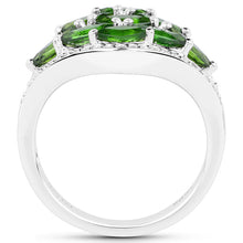 Load image into Gallery viewer, 2.37 Carat Genuine Chrome Diopside and White Diamond .925 Sterling Silver Ring