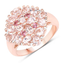 Load image into Gallery viewer, "2.36 Carat Genuine Morganite, Pink Tourmaline and White Diamond .925 Sterling Silver Ring