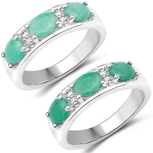 Load image into Gallery viewer, 1.38 Carat Genuine Emerald and White Topaz .925 Sterling Silver Ring