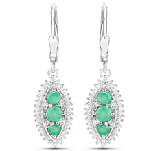 将图片加载到图库查看器,3.52 Carat Genuine Zambian Emerald and White Topaz .925 Sterling Silver 3 Piece Jewelry Set (Ring, Earrings, and Pendant w/ Chain)
