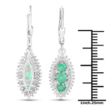 将图片加载到图库查看器,3.52 Carat Genuine Zambian Emerald and White Topaz .925 Sterling Silver 3 Piece Jewelry Set (Ring, Earrings, and Pendant w/ Chain)