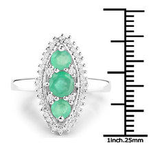 将图片加载到图库查看器,3.52 Carat Genuine Zambian Emerald and White Topaz .925 Sterling Silver 3 Piece Jewelry Set (Ring, Earrings, and Pendant w/ Chain)