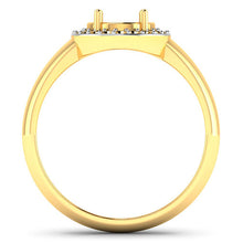 Load image into Gallery viewer, 0.22 Carat Genuine White Diamond 14K Yellow Gold Semi Mount Ring - holds 9x7mm Oval Gemstone