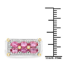 Load image into Gallery viewer, 1.77 Carat Genuine Ruby and White Diamond 14K Yellow Gold with .925 Sterling Silver Ring