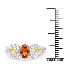 Load image into Gallery viewer, 1.01 Carat Genuine Garnet and White Diamond 14K Yellow Gold with .925 Sterling Silver Ring
