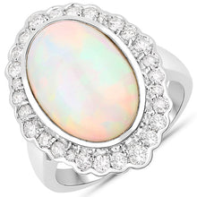 Load image into Gallery viewer, 6.38 Carat Genuine Ethiopian Opal and White Diamond 14K White Gold Ring