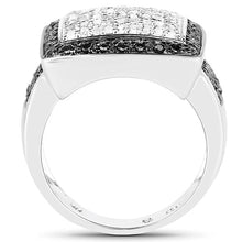 Load image into Gallery viewer, 0.61 Carat Genuine Black Diamond and White Diamond .925 Sterling Silver Ring