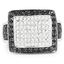 Load image into Gallery viewer, 0.61 Carat Genuine Black Diamond and White Diamond .925 Sterling Silver Ring