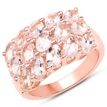 Load image into Gallery viewer, 14K Rose Gold Plated 3.30 Carat Genuine Morganite .925 Sterling Silver Ring