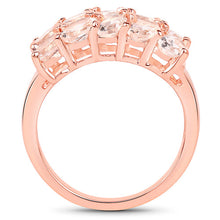 Load image into Gallery viewer, 14K Rose Gold Plated 3.30 Carat Genuine Morganite .925 Sterling Silver Ring
