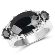 Load image into Gallery viewer, 8.62 Carat Genuine Black Sapphire & White Topaz .925 Sterling Silver Ring