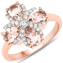 Load image into Gallery viewer, 1.67 Carat Genuine Morganite and White Topaz .925 Sterling Silver Ring