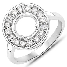 Load image into Gallery viewer, 0.48 Carat Genuine White Diamond 14K White Gold Semi Mount Ring - holds 8.00mm Round Gemstone