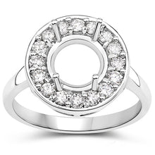 Load image into Gallery viewer, 0.48 Carat Genuine White Diamond 14K White Gold Semi Mount Ring - holds 8.00mm Round Gemstone