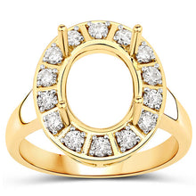 将图片加载到图库查看器,0.42 Carat Genuine White Diamond 14K Yellow Gold Semi Mount Ring - holds 11x9mm Oval Gemstone