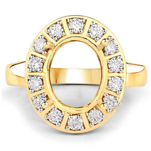 将图片加载到图库查看器,0.42 Carat Genuine White Diamond 14K Yellow Gold Semi Mount Ring - holds 11x9mm Oval Gemstone