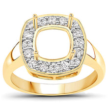 Load image into Gallery viewer, 0.48 Carat Genuine White Diamond 14K Yellow Gold Semi Mount Ring - holds 8x8mm Cushion Gemstone