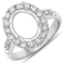 Load image into Gallery viewer, 0.60 Carat Genuine White Diamond 14K White Gold Semi Mount Ring - holds 10x8mm Oval Gemstone