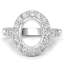 Load image into Gallery viewer, 0.60 Carat Genuine White Diamond 14K White Gold Semi Mount Ring - holds 10x8mm Oval Gemstone