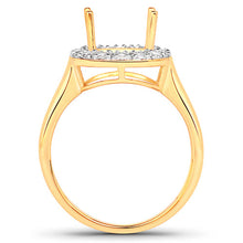 Load image into Gallery viewer, 0.51 Carat Genuine White Diamond 14K Yellow Gold Semi Mount Ring - holds 10x8mm Cushion Gemstone