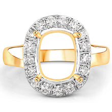 Load image into Gallery viewer, 0.51 Carat Genuine White Diamond 14K Yellow Gold Semi Mount Ring - holds 10x8mm Cushion Gemstone