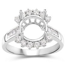 将图片加载到图库查看器,0.58 Carat Genuine White Diamond 14K White Gold Semi Mount Ring - holds 9.00mm Round Gemstone
