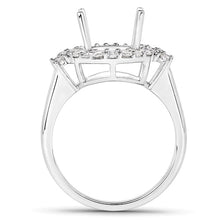Load image into Gallery viewer, 0.83 Carat Genuine White Diamond 14K White Gold Semi Mount Ring - holds 11x9mm Oval Gemstone