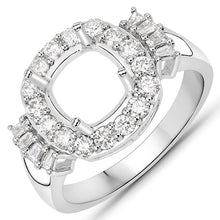 Load image into Gallery viewer, 0.73 Carat Genuine White Diamond 14K White Gold Semi Mount Ring - holds 8x8mm Cushion Gemstone