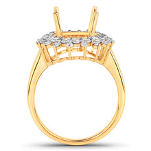 将图片加载到图库查看器,0.79 Carat Genuine White Diamond 14K Yellow Gold Semi Mount Ring - holds 11x9mm Oval Gemstone