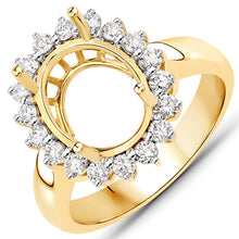 Load image into Gallery viewer, 0.54 Carat Genuine White Diamond 14K Yellow Gold Semi Mount Ring - holds 11x9mm Oval Gemstone