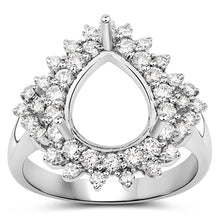 Load image into Gallery viewer, 0.89 Carat Genuine White Diamond 14K White Gold Semi Mount Ring - holds 11x9mm Pear Gemstone